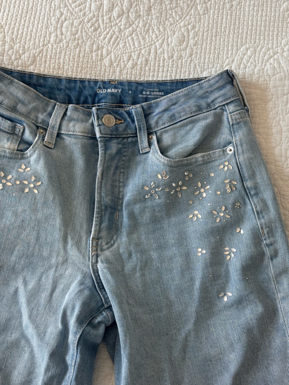 Old Navy Light Blue Embellished Jeans